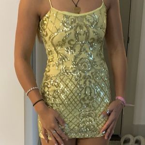 Gold Sequin Dress Yellow